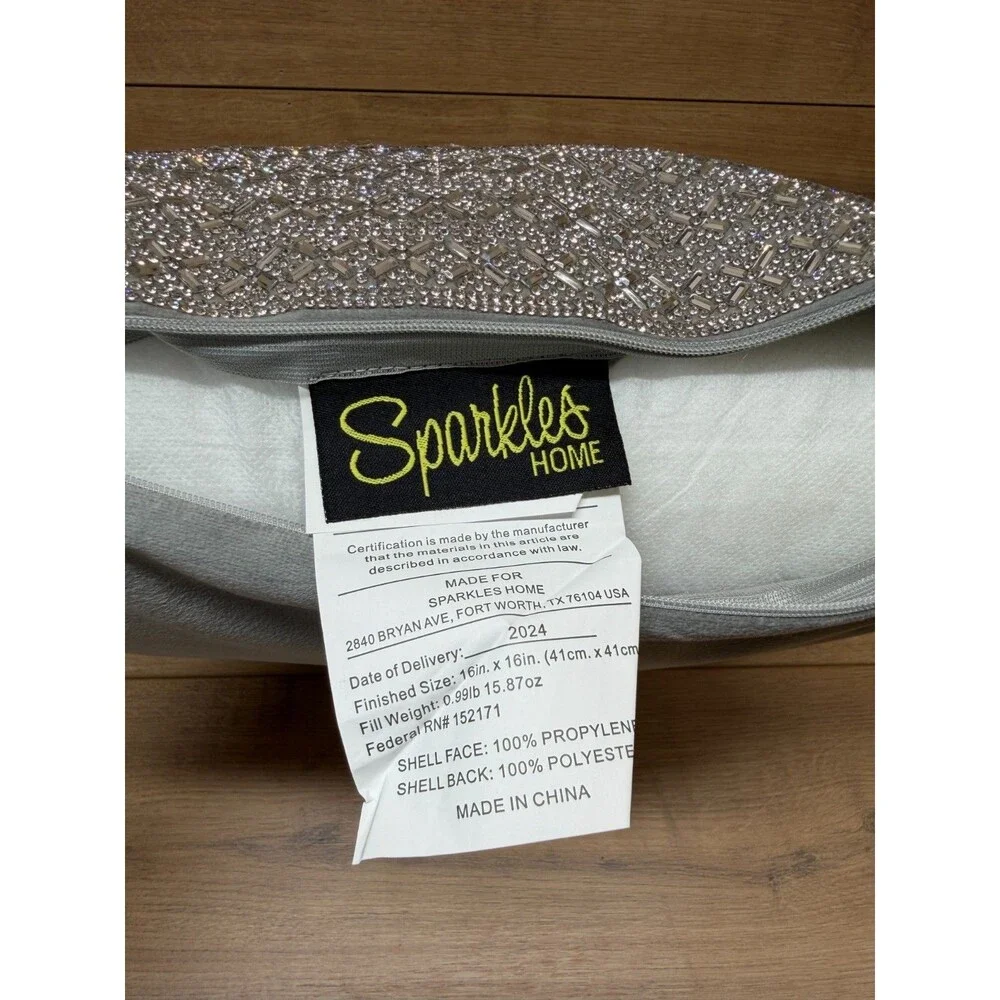 Sparkle Home Silver Madison Ave Jeweled Decorative Rhinestone Pillow 16